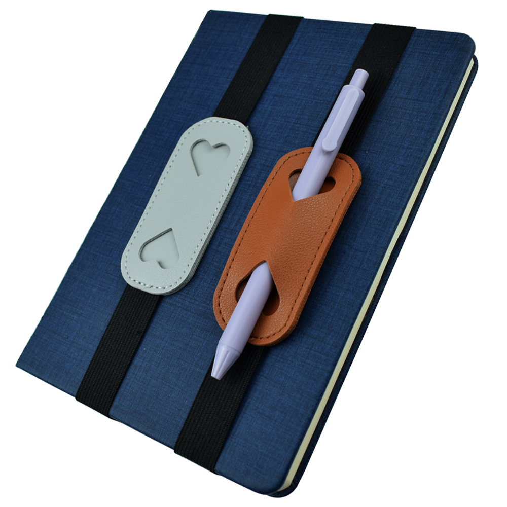 Leather Work Notepad - Bande élastique porte-stylo en cuir PU,