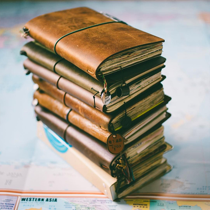 Leather Work Notepad - Cahier de couverture en cuir rétro
