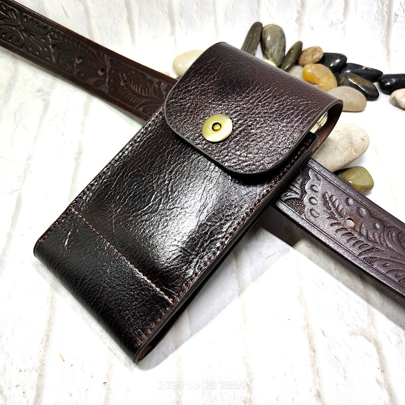Leatherwork Fasteners - Sac de taille en cuir véritable