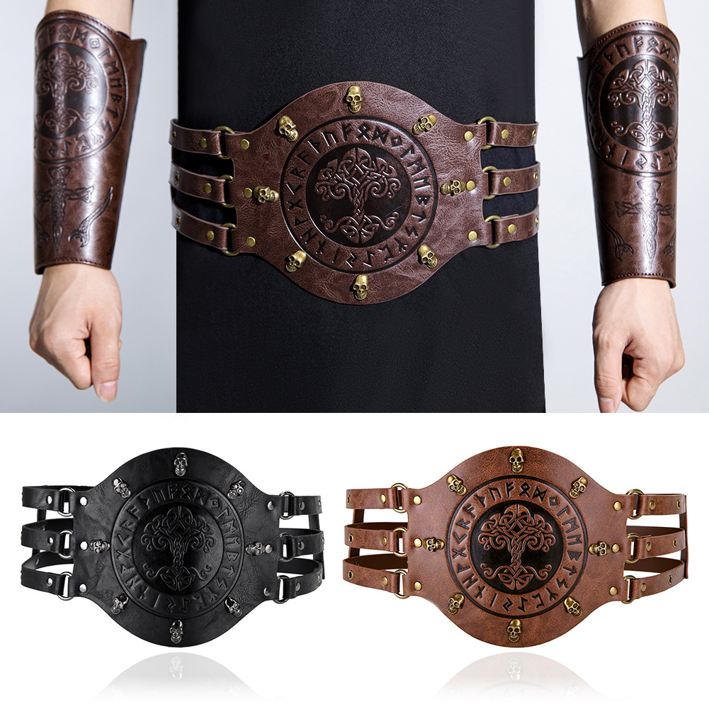 Leatherwork Fasteners - Ceinture large médiévale, costume de chevalier