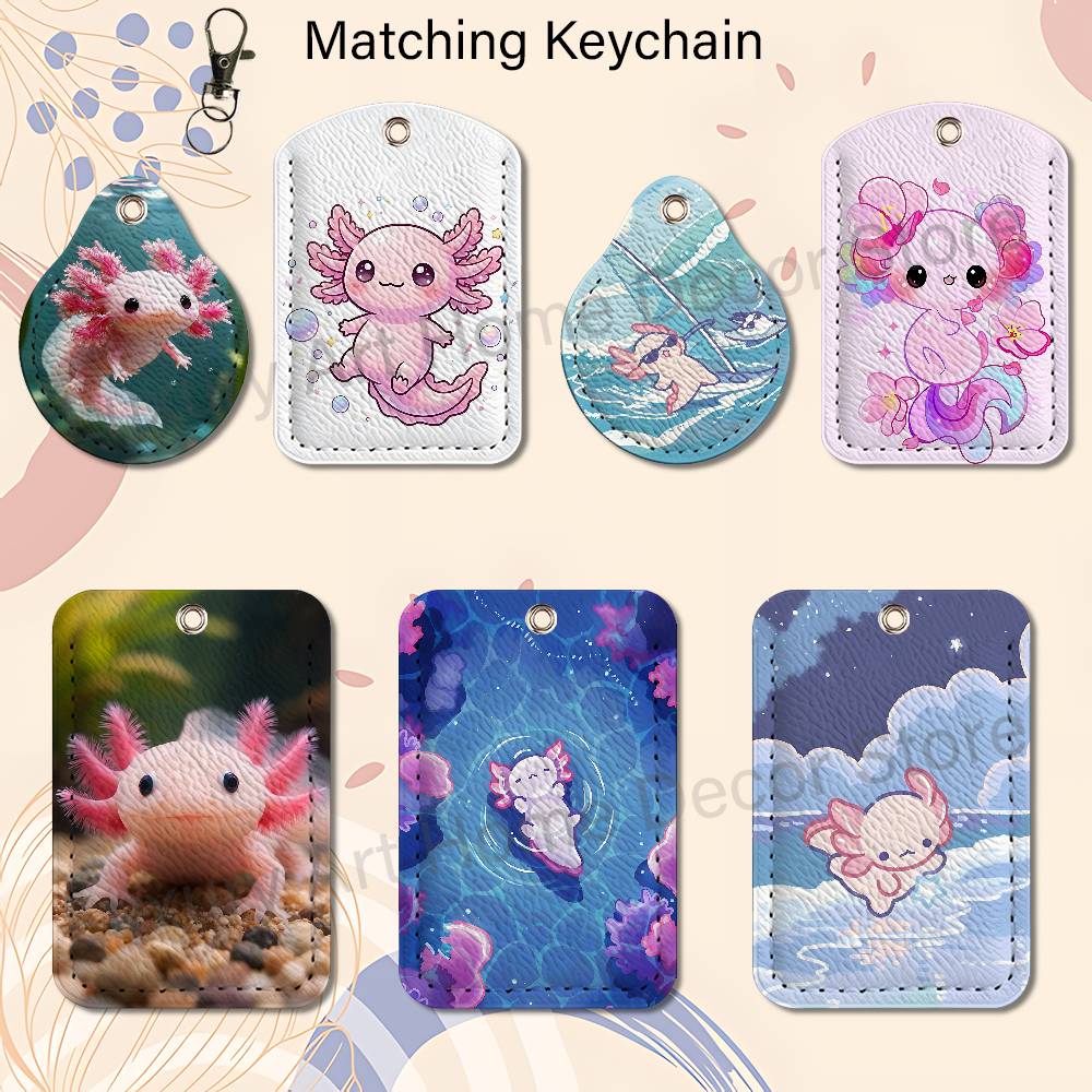 Leatherwork Keychain - Porte-clés mignon rose en forme d'axolotl
