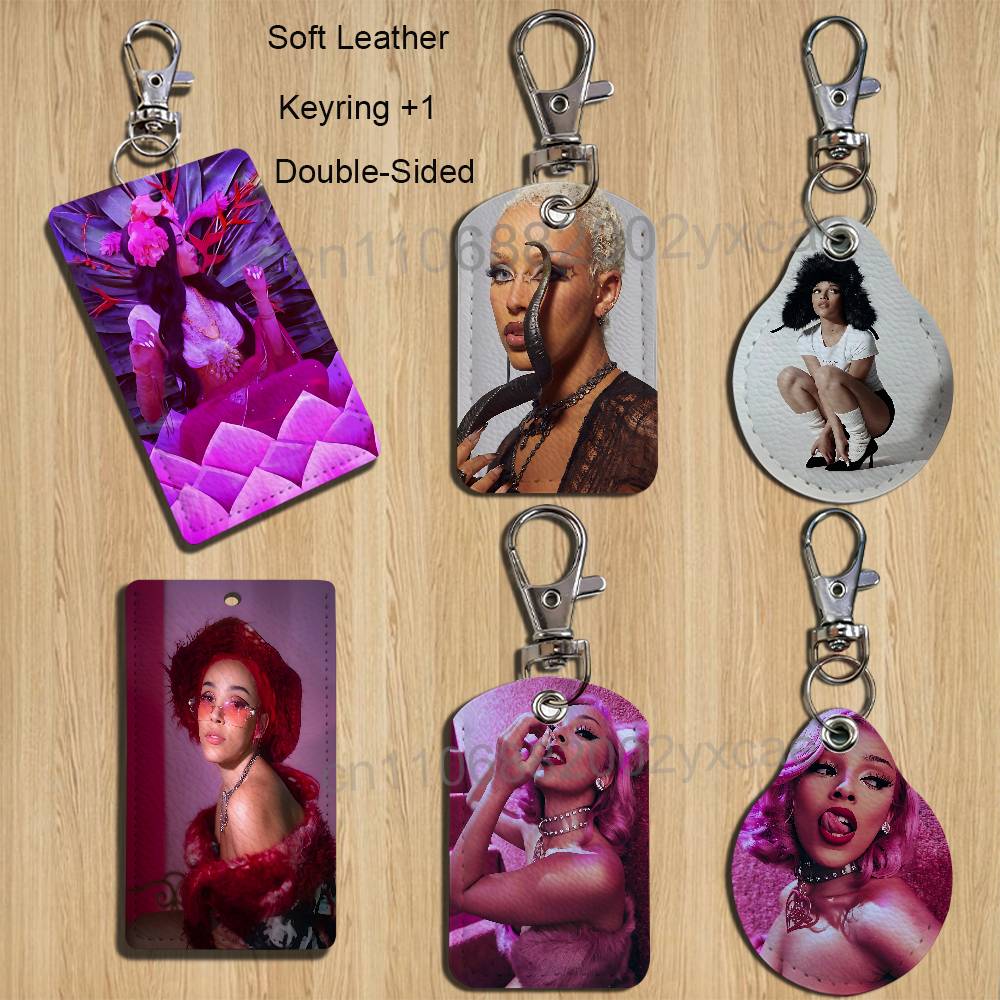 Leatherwork Keychain - Porte-cartes Doja Cat rouge pour cartes