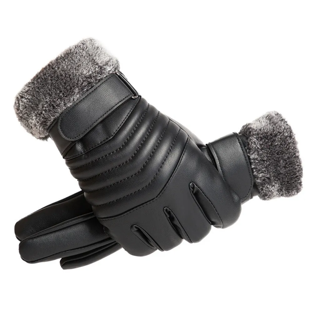 Leather Work Winter Gloves - Gants D'hiver HOMMES Fourrure Bouche En