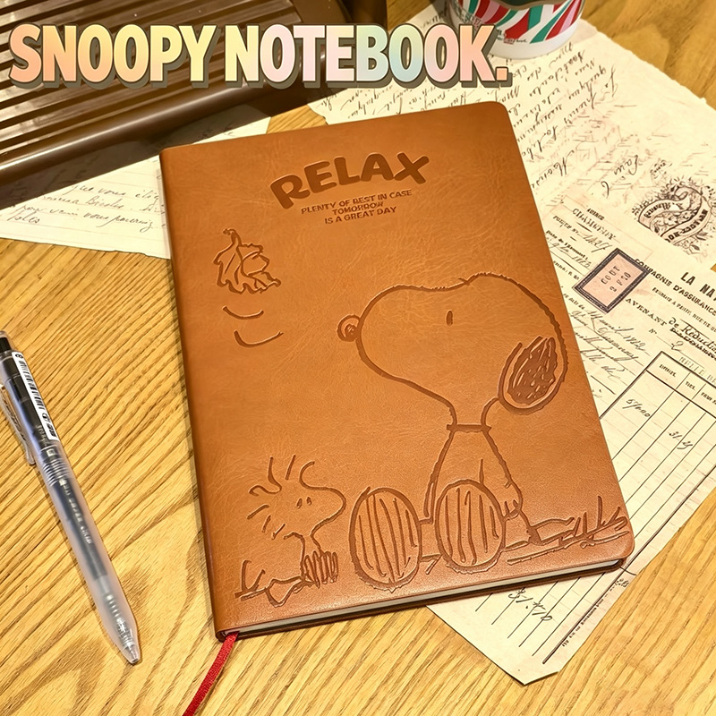 Leather Work Notepad - Carnet en cuir A5 vintage Snoopy,