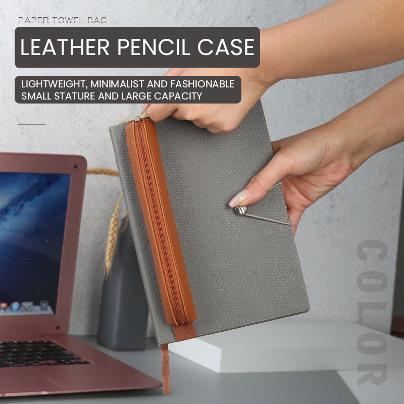 Porte-stylo en cuir PU avec fe - Leather Work Notepad avis et prix