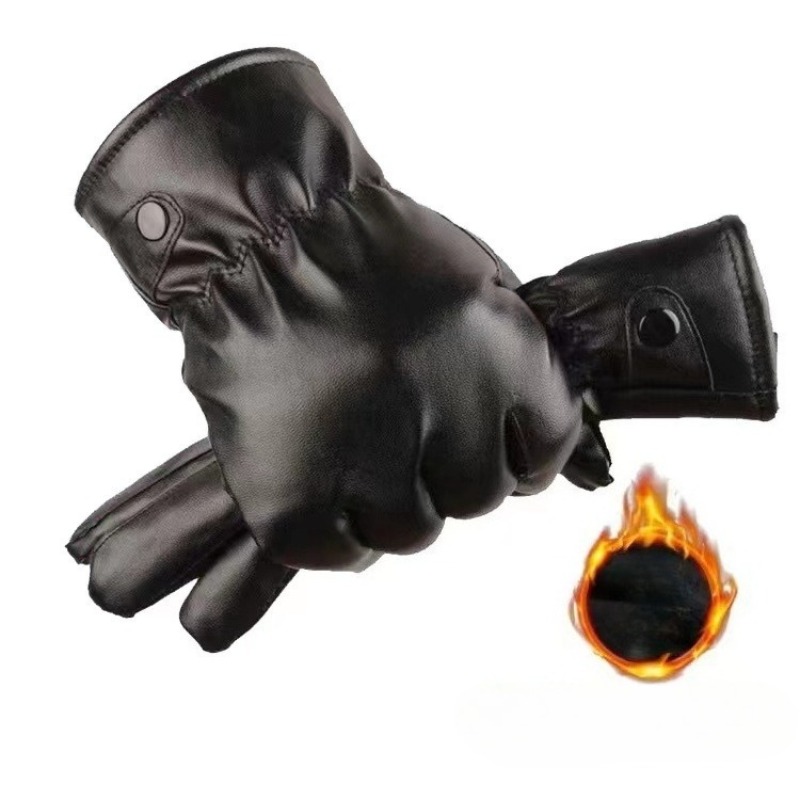 Gants en cuir PU noir pour hom - Leather Work Winter Gloves avis et prix