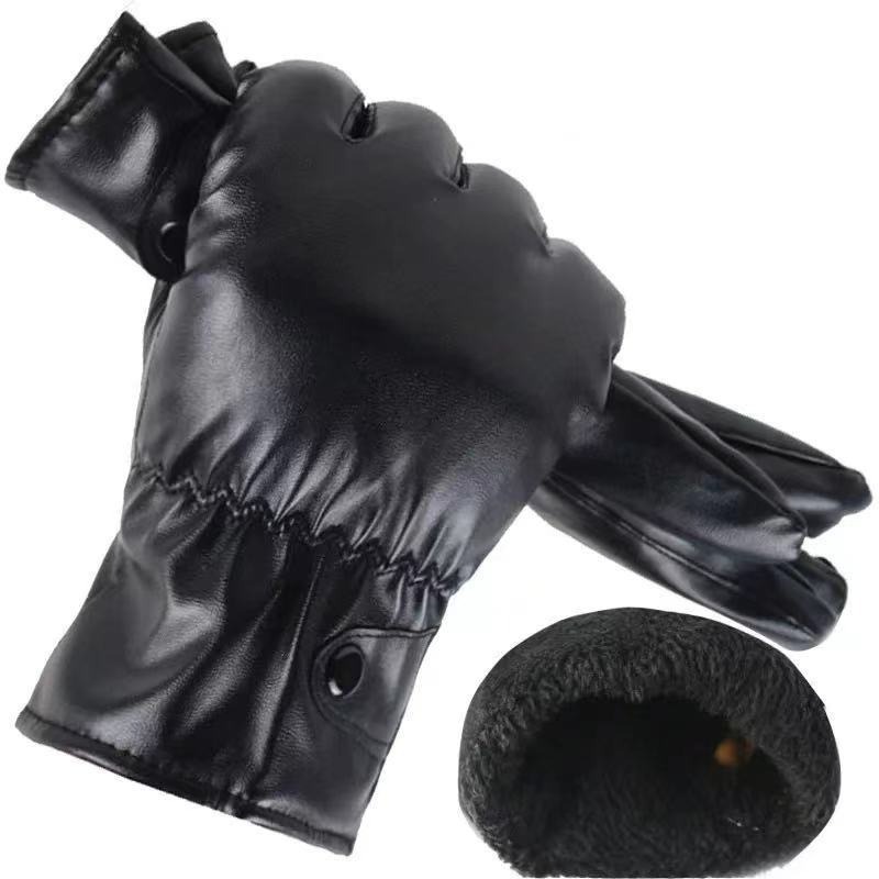 Gants en cuir PU noir pour hom - Leather Work Winter Gloves avis et prix