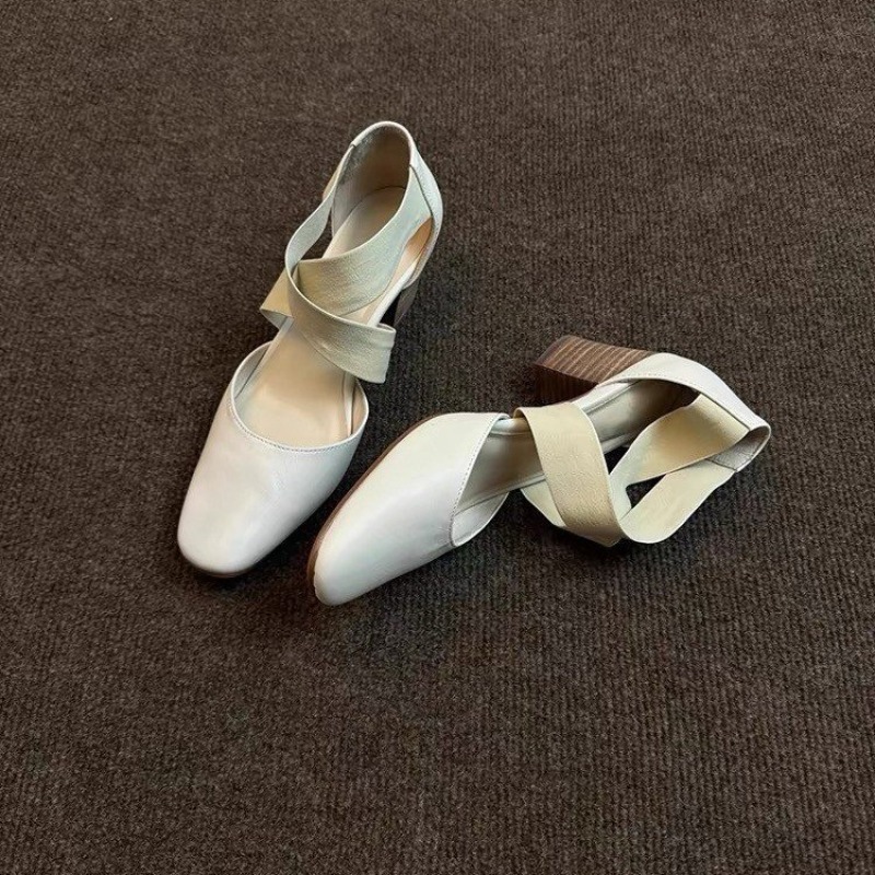 Sandales à talons carrés en cu - Leatherwork In French avis et prix